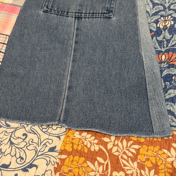 Vintage Boomerang A-Line Skirt with Denim and Plaid - Picture 5 of 7